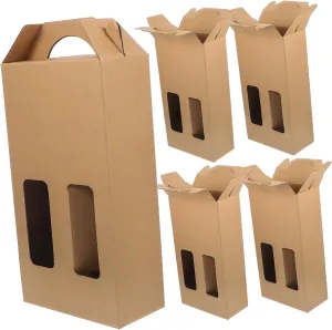 VALICLUD 5Pcs Wine Packing Box Elegant Paper Bottle Carrier for Wine Housewarming Birthdays and Weddings Durable and Portable with Handle