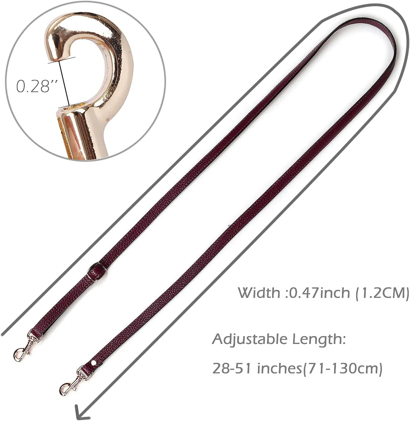 VanEnjoy Adjustable Genuine Leather Crossbody Straps Replacement - Width 1/2“, Length 25”-51”