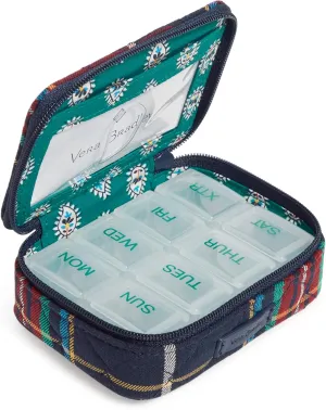 Vera Bradley Women's Cotton Travel Pill Organizer, Tartan Plaid - Recycled Cotton, One Size