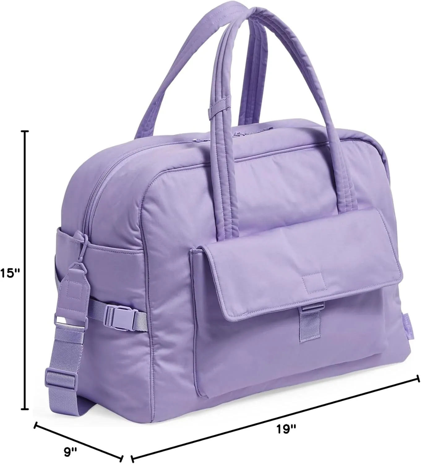 Vera Bradley Women's Cotton Utility Travel Bag, Lavender Petal - Recycled Cotton, One Size