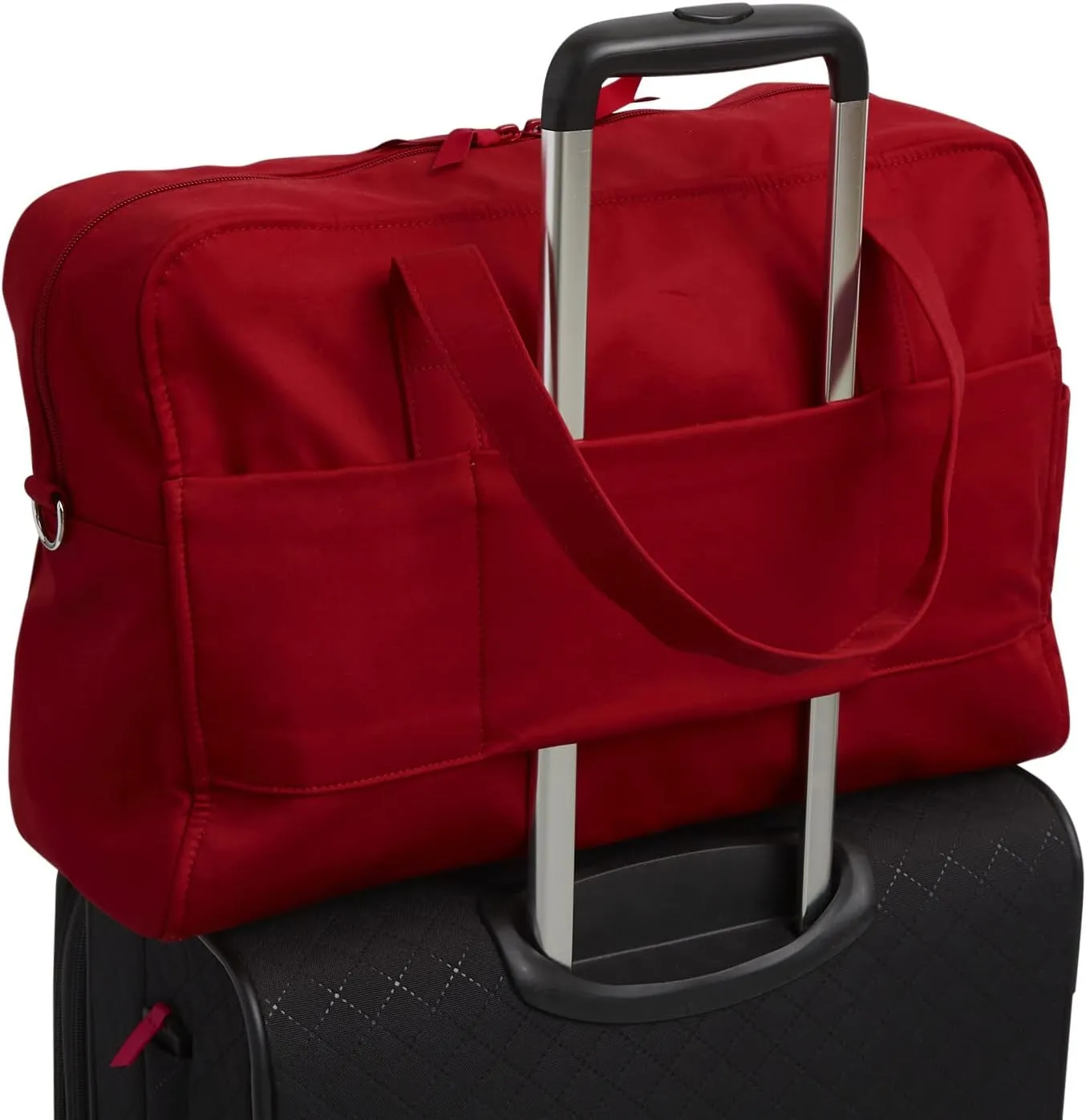 Vera Bradley Women's Cotton Weekender Travel Bag, Cardinal Red - Recycled Cotton, One Size