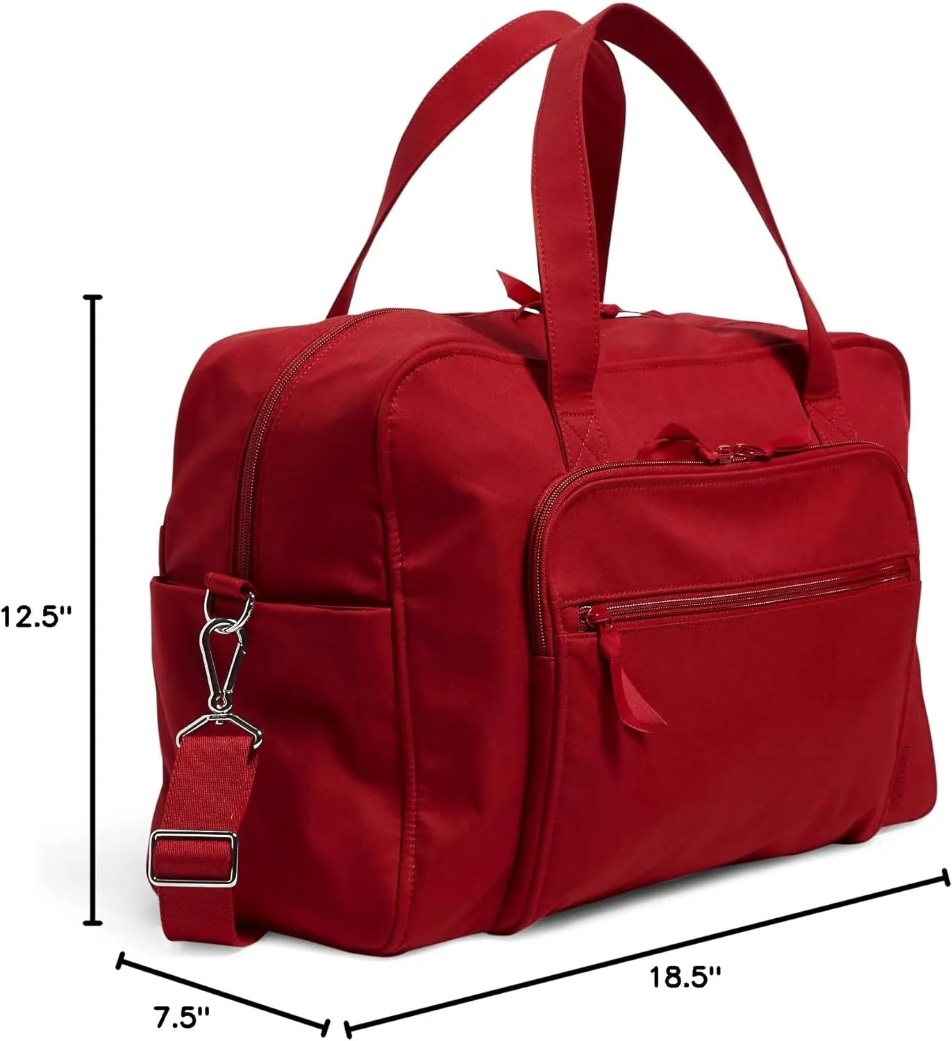 Vera Bradley Women's Cotton Weekender Travel Bag, Cardinal Red - Recycled Cotton, One Size