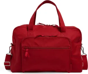 Vera Bradley Women's Cotton Weekender Travel Bag, Cardinal Red - Recycled Cotton, One Size