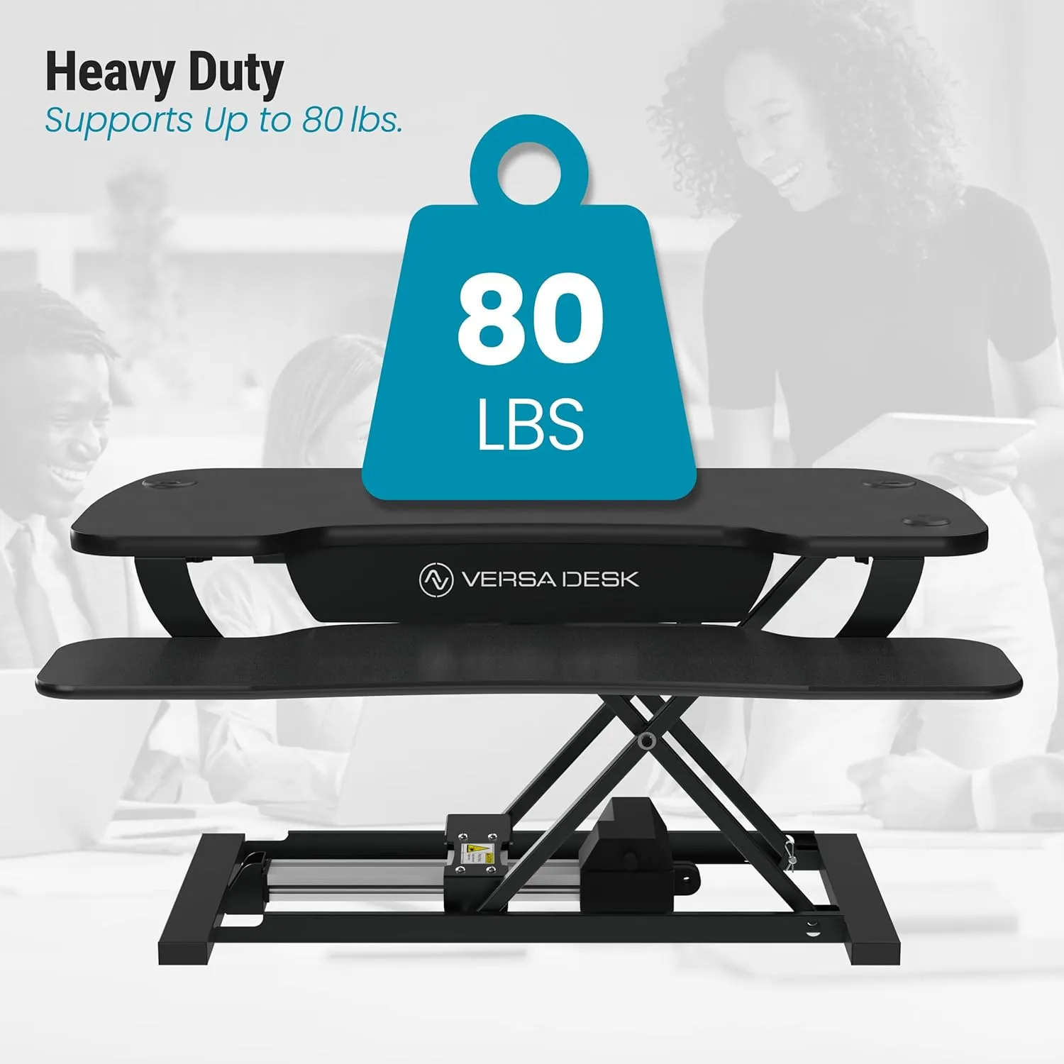 VERSADESK PowerPro 36 Inch Electric Standing Desk Converter, Height Adjustable Sit to Stand Up Desk Riser, Laptop and Dual Monitor Desktop Workstation with Wide Keyboard Tray and USB Port, Black