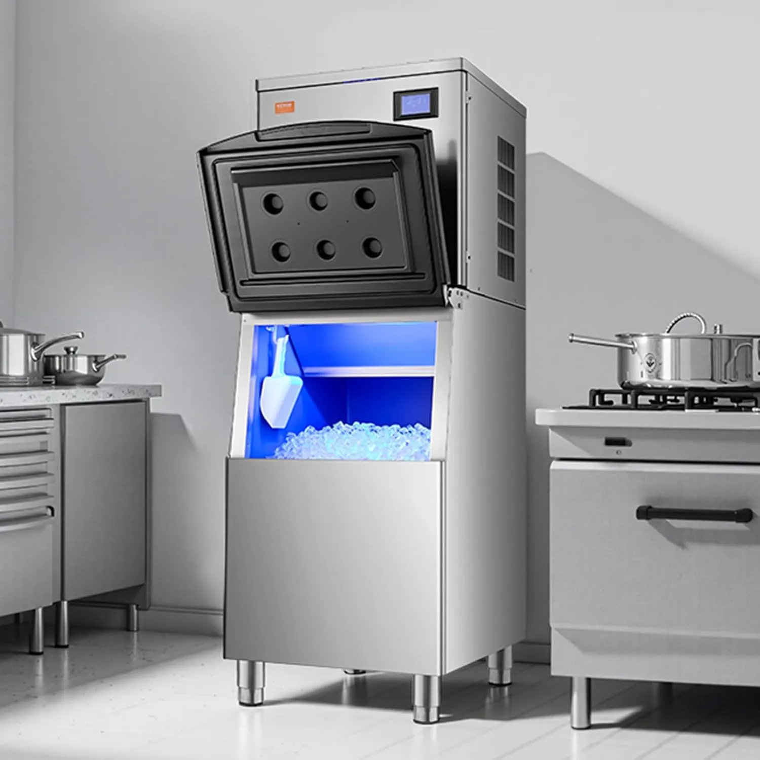 VEVOR Commercial Ice Maker Machine-Head 450 lbs/Day, 22 Inch Stainless Steel Industrial Ice Machine, Self-Cleaning and Scheduled Ice Making, Modular Ice Cube Machine for Restaurant Hotel - Head Only