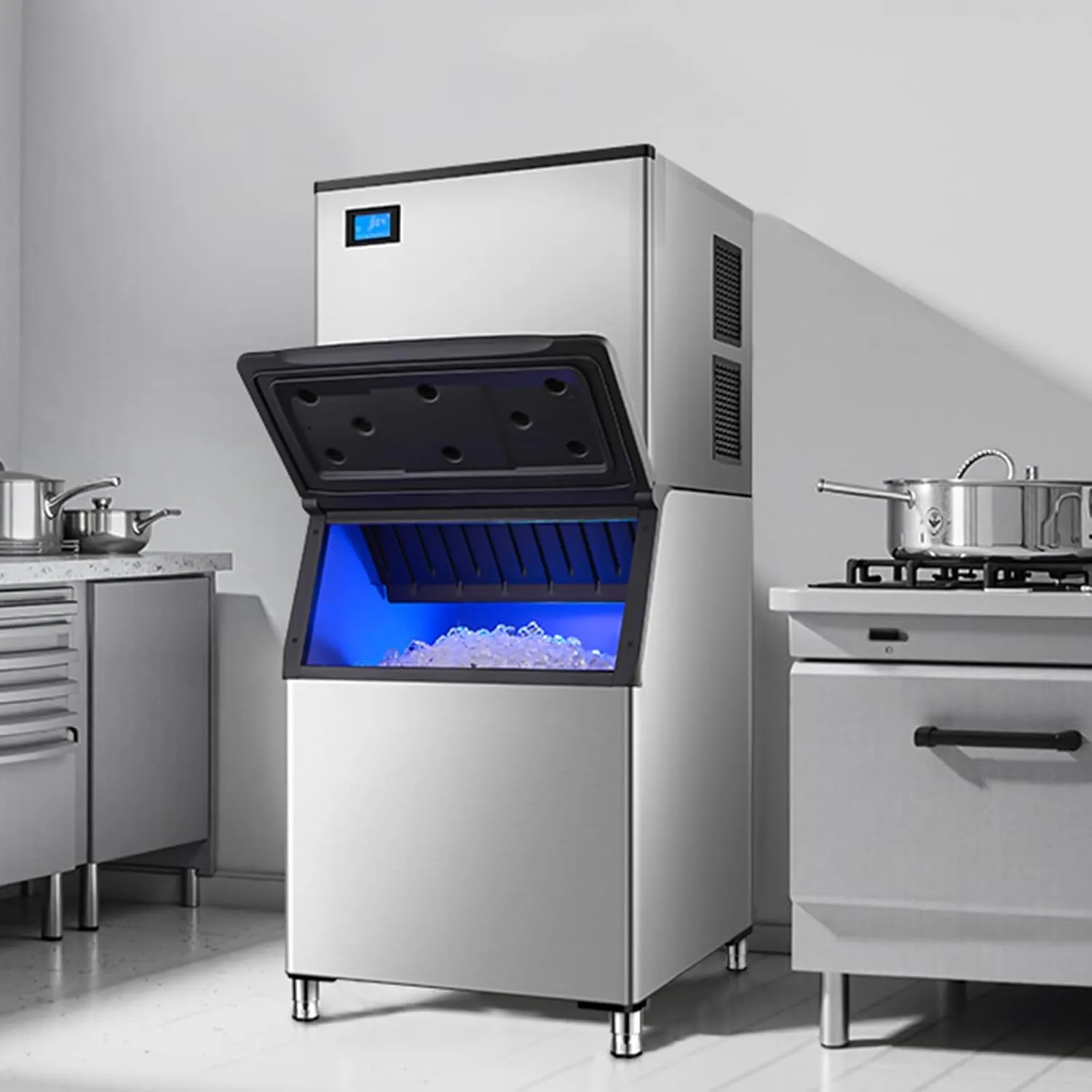 VEVOR Commercial Ice Maker Machine-Head 800 lbs/24 h, 26 Inch Stainless Steel Industrial Ice Machine, Self-Cleaning and Scheduled Ice Making, Modular Ice Cube Machine for Restaurant Hotel - Head Only