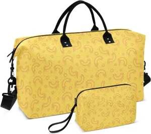 VIGTRO Travel Duffel Bag Weekender Overnight Bag with Toiletry Bag Cheese Seamless Pattern Printed, Carry On Luggage Bag for Hospital Gym Travel Business, 2 Pcs Set