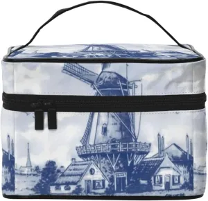 Vintage Dutch Windmill Women Toiletry Bag Travel Cosmetic Bag Large Capacity Makeup Bags