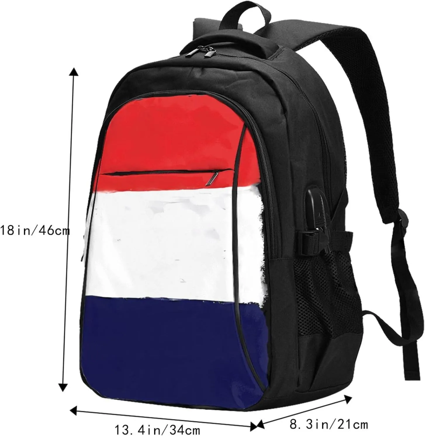Vintage Netherlands Holland Flag Travel Backpacks Casual Backpack Large Capacity Laptop Rucksack Luggage Daypacks with USB Charging Port Multi-Pockets Bags for Hiking