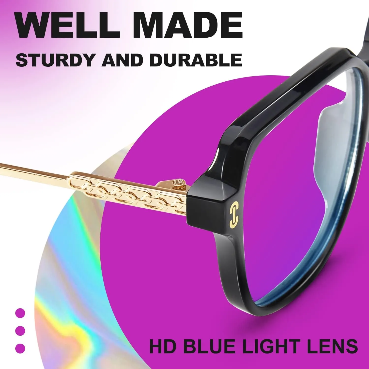 VISOONE 2 Pack Oversized Blue Light Blocking Glasses with Chic Square TR90 Frame and Metal Temple for Women Men REMY