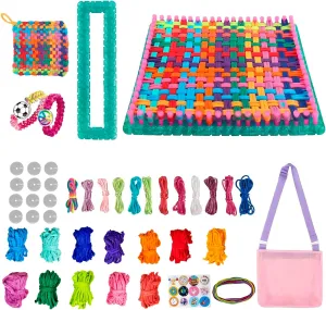 VividLife Weaving Loom Kit Toys Kit,2-in-1 Crafts for 6-12 Years Old Kids and Adults, Simple Pot mat Bracelet DIY Knitting Activities for Beginners. 288 Craft Cycles, 12 Colors, Travel Play Set.