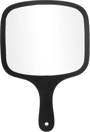 VOCOSTE Hand Mirror with Handle, Bamboo Handheld Mirror, Single-Sided Hand Mirror, Hand Held Mirror for Men Shaving, Portable Mirror, 8.7" W x 12.8" L, Black