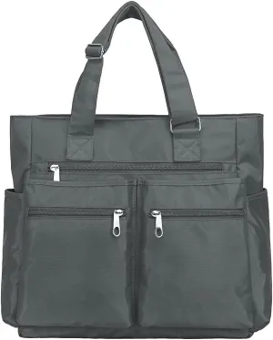 VOLGANIK ROCK Canvas Tote Bag Waterproof Nylon Multi Pocket Shoulder Bags Laptop Work Bag Teacher Purse Handbag for Women Men