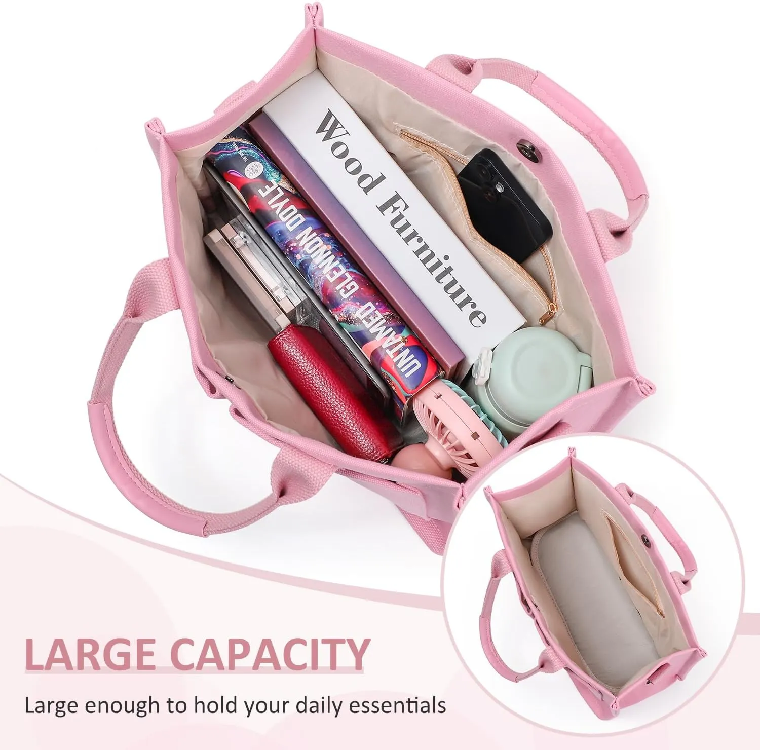 WantGor Tote Bag for Women, Canvas Crossbody Bags Shoulder Handbag Work Laptop Purse Messenger Hobo Satchel with Multi-pocket
