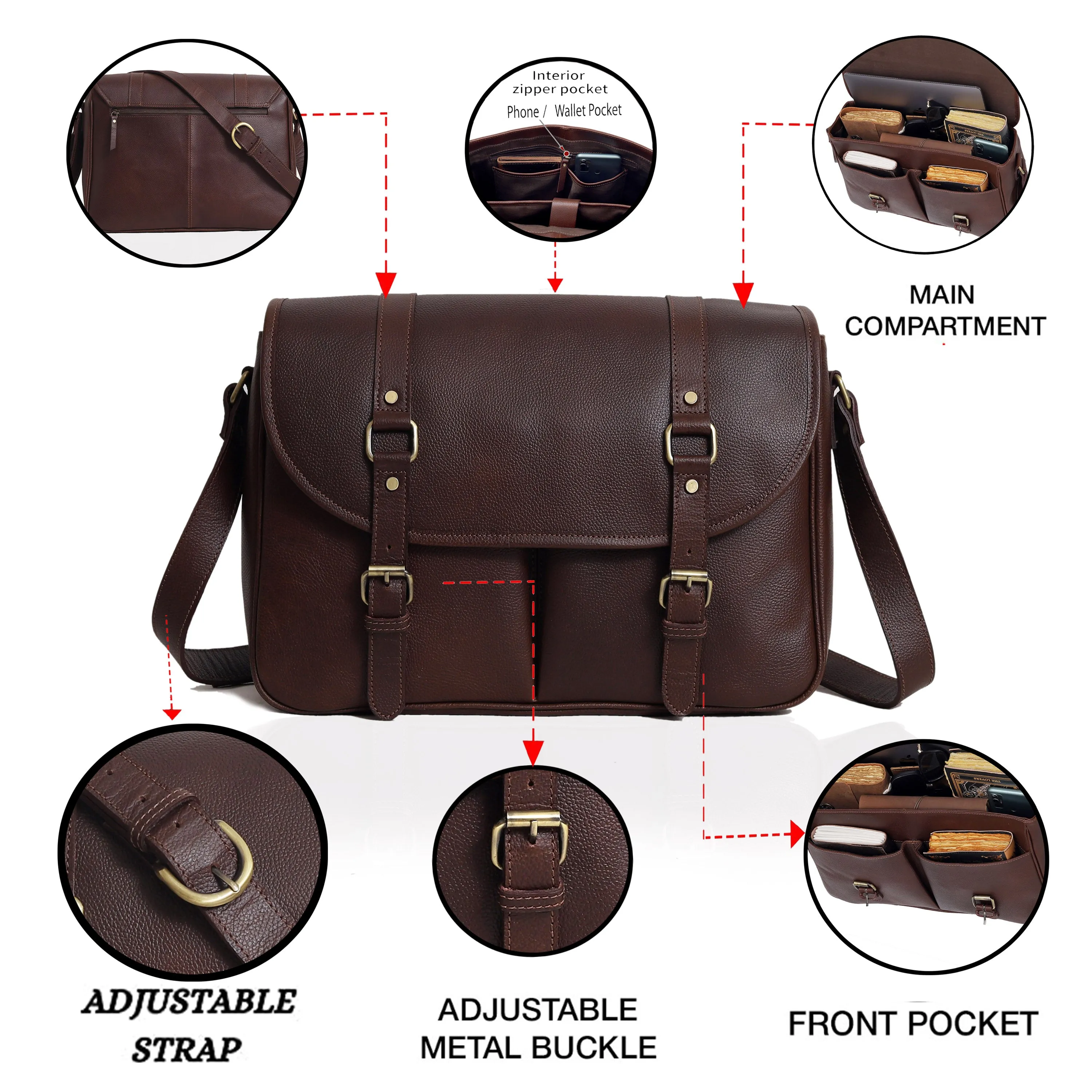 WASHINGTON LEATHER MESSENGER BAG