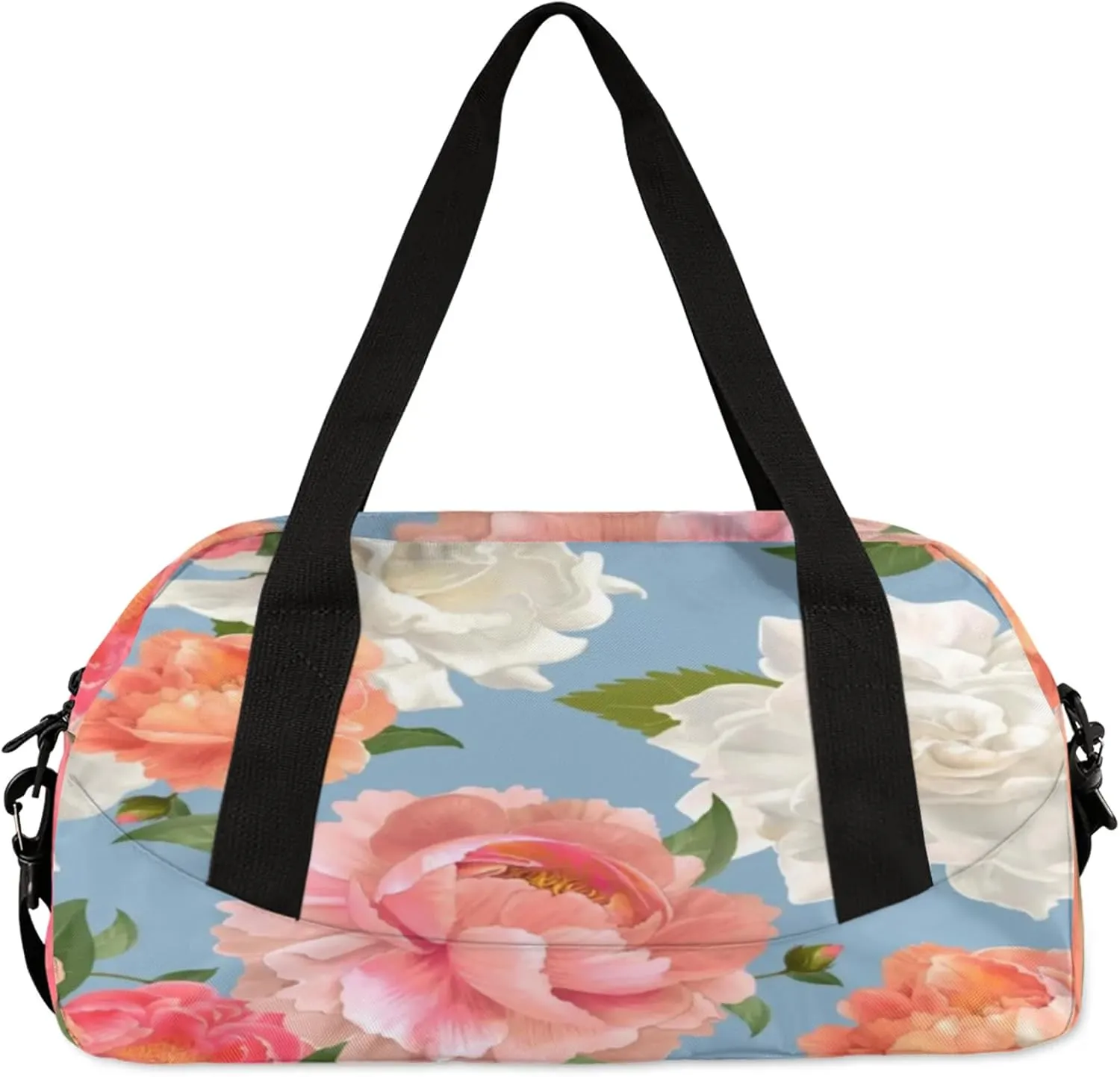 Watercolor Flowers Print Kids Duffel Bag Lightweight Waterproof Sports Gym Bag with Front Zipper Pocket Foldable Weekender Overnight Bag for School Practice Gymnastic Ballet