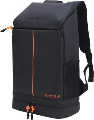 Waterproof 25L Gym Backpack with Shoe Compartment - Lightweight Durable PU Sports Bag for Men & Women,Travel-Friendly Hiking Trekking Backpack,Laptop Sleeve & Workout Gear Storage(orange)