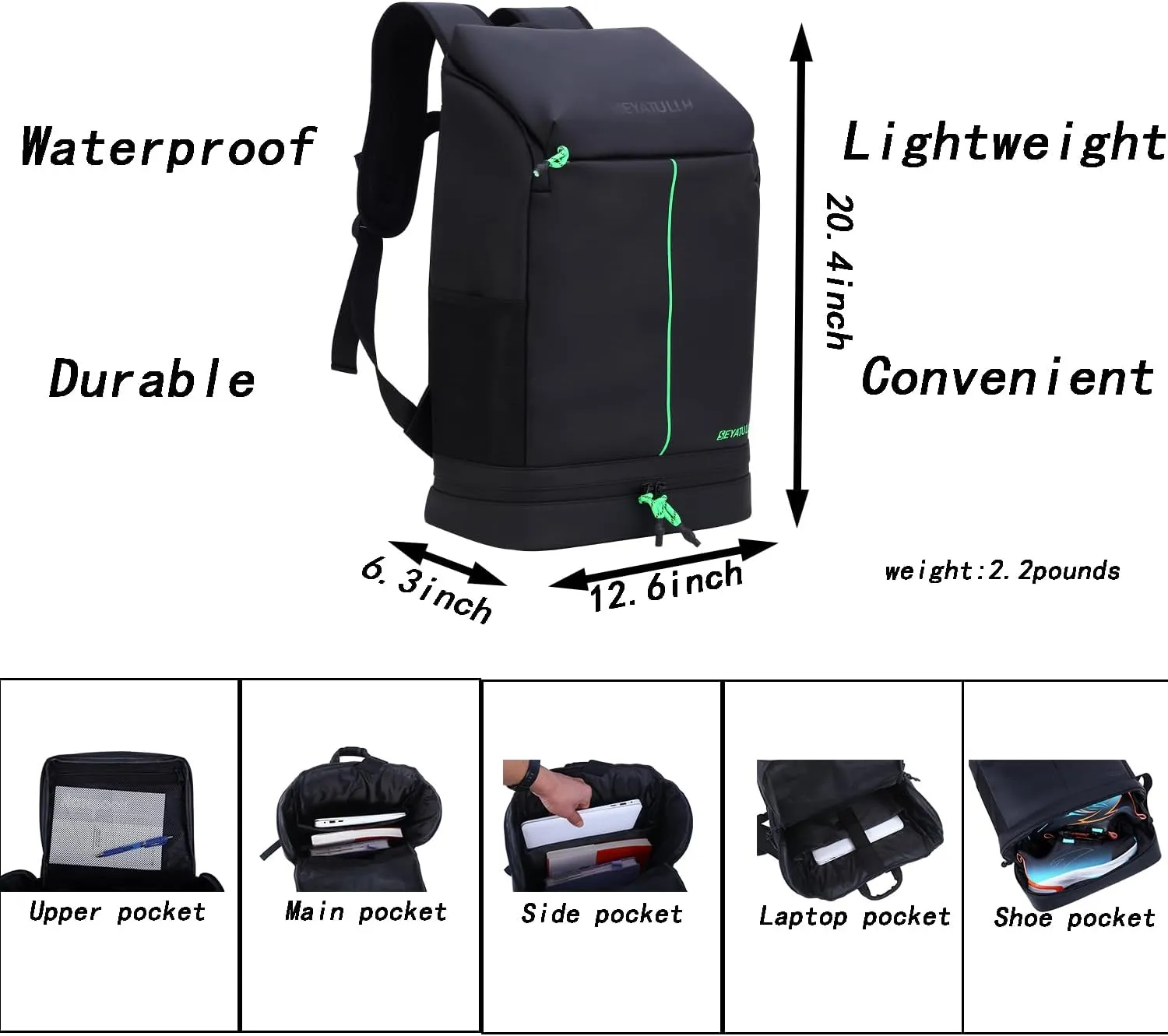 Waterproof 25L Gym Backpack with Shoe Compartment - Lightweight Durable PU Sports Bag for Men & Women,Travel-Friendly Hiking Trekking Backpack,Laptop Sleeve & Workout Gear Storage(orange)