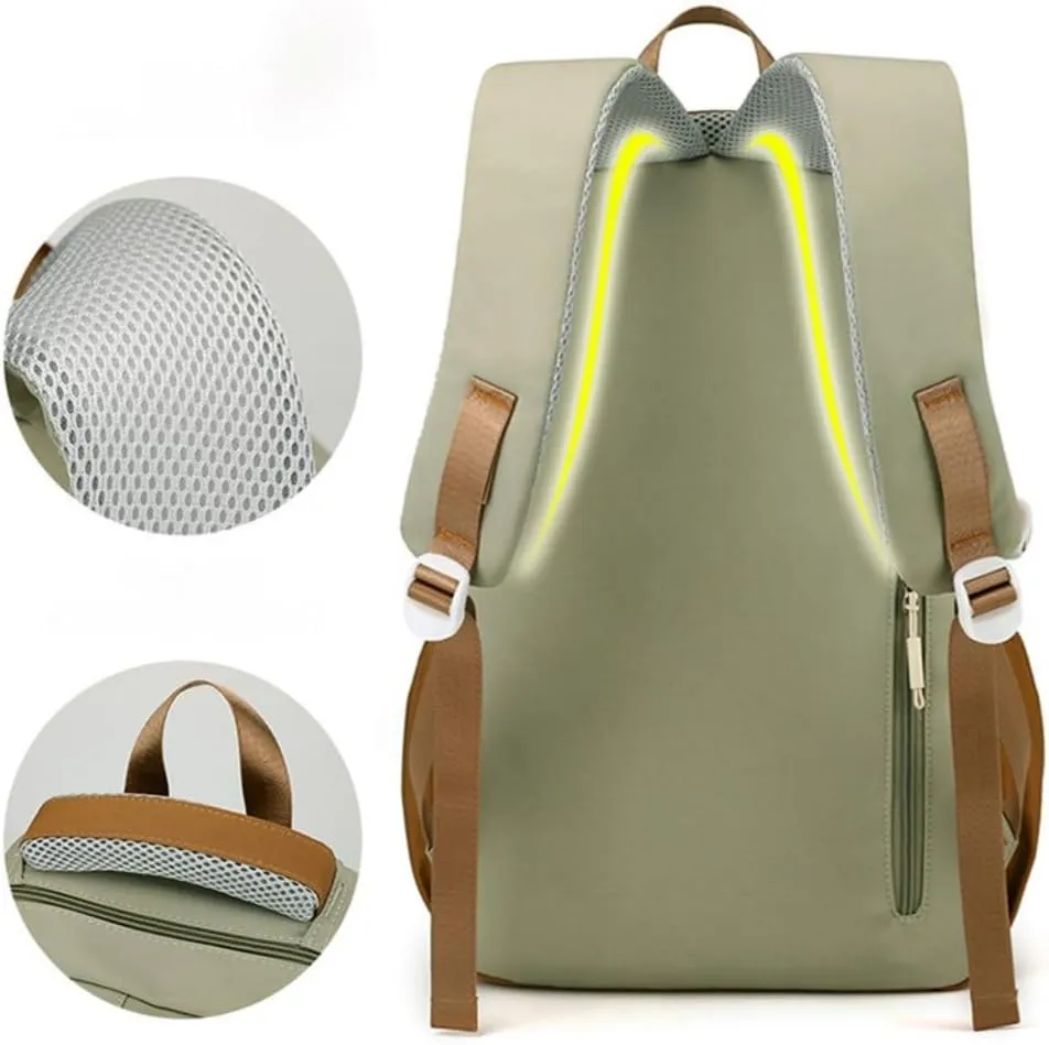 Waterproof Backpack Women Casual Fashion Large Capacity Backpack Multifunctional Side Pockets Men Travel Backpack (Black)