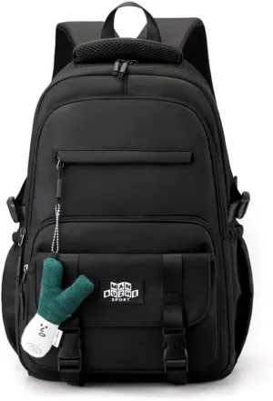 Waterproof Backpack Women Casual Fashion Large Capacity Backpack Multifunctional Side Pockets Men Travel Backpack (Black)
