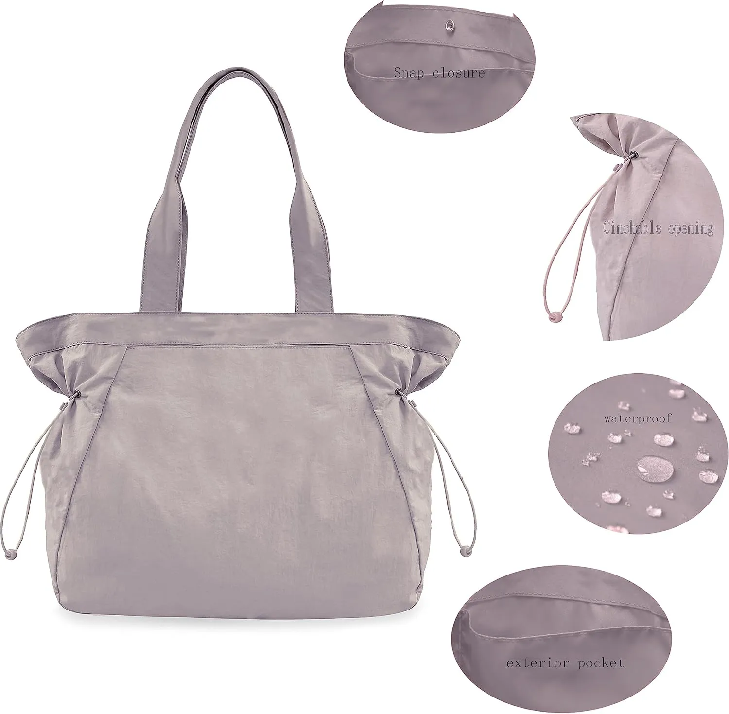 Waterproof Side-Cinch Shopper Bags Travel Tote Bags for women Shoulder Bag for Shopping Workout Beach 18L