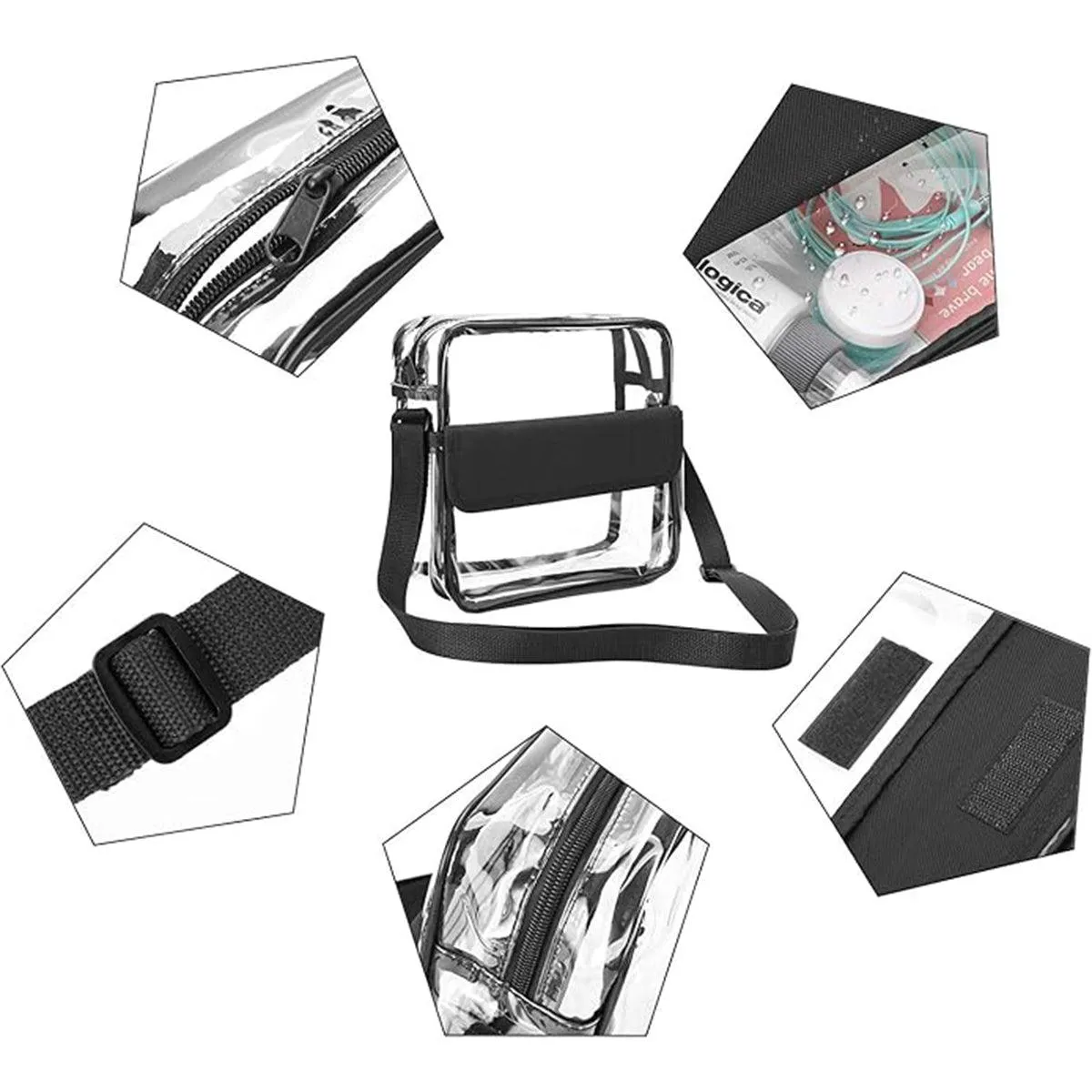 Waterproof Transparent Shoulder Crossbody Bag Multifunctional Sports Travel Bag