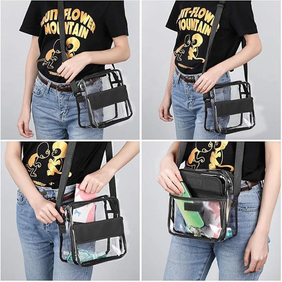 Waterproof Transparent Shoulder Crossbody Bag Multifunctional Sports Travel Bag