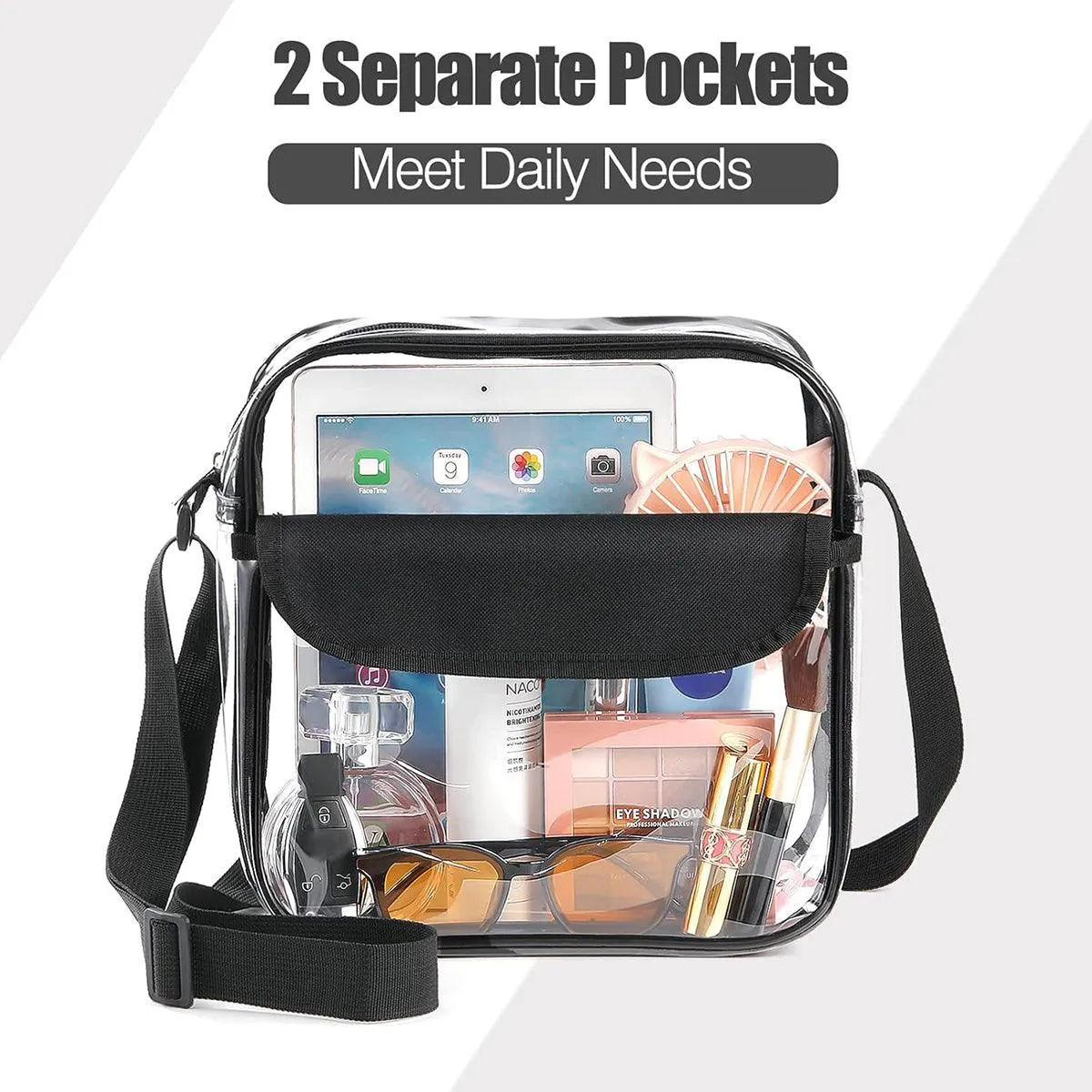Waterproof Transparent Shoulder Crossbody Bag Multifunctional Sports Travel Bag