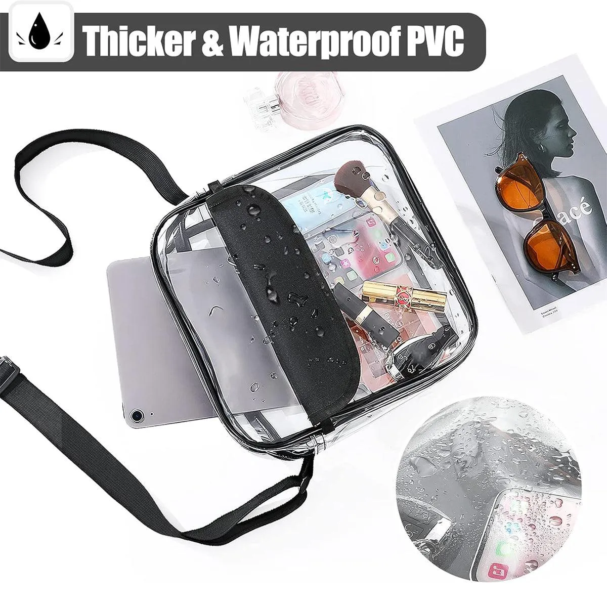 Waterproof Transparent Shoulder Crossbody Bag Multifunctional Sports Travel Bag