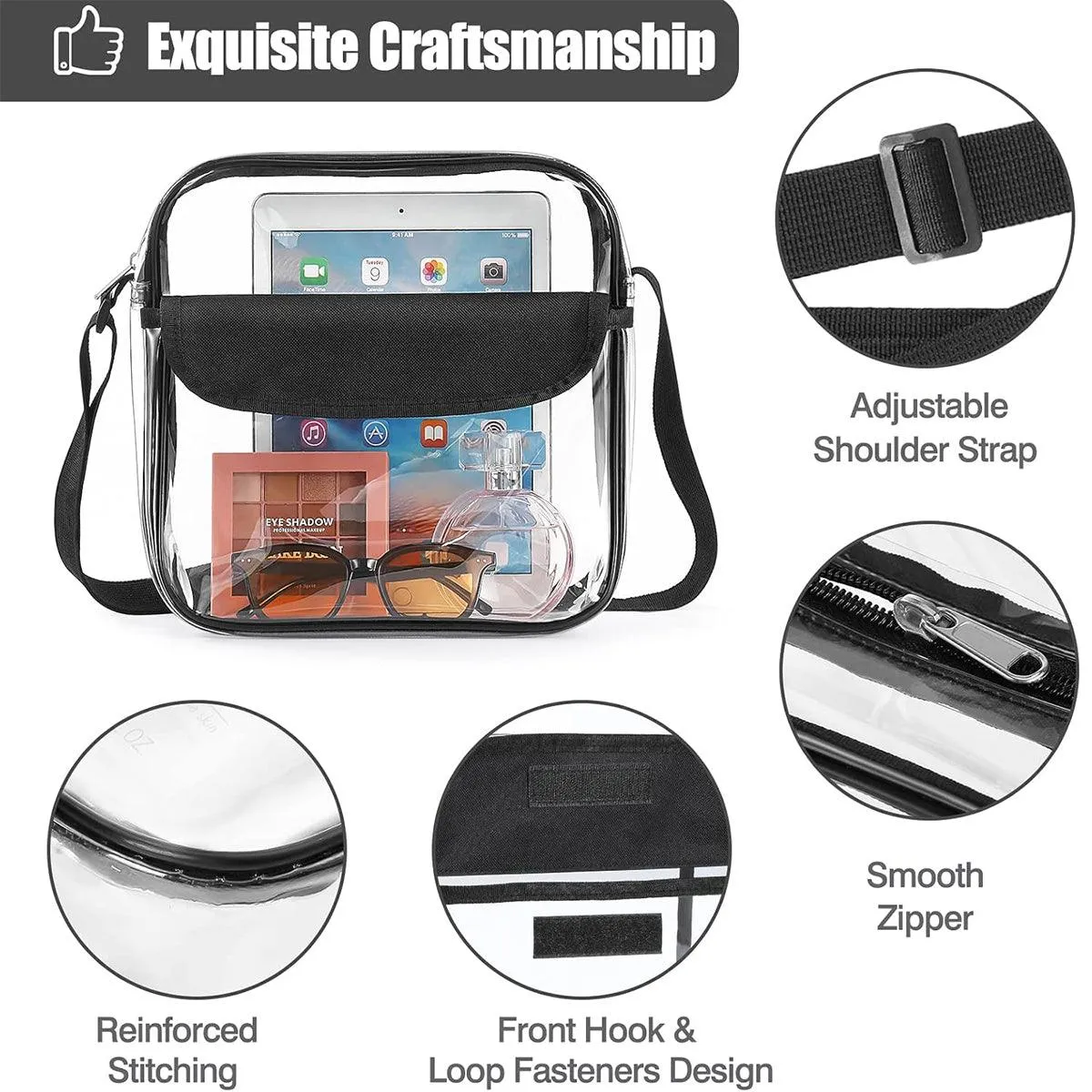 Waterproof Transparent Shoulder Crossbody Bag Multifunctional Sports Travel Bag