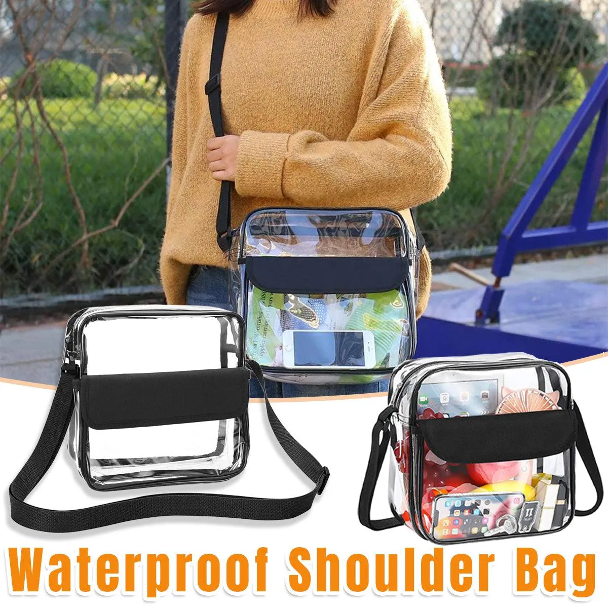 Waterproof Transparent Shoulder Crossbody Bag Multifunctional Sports Travel Bag