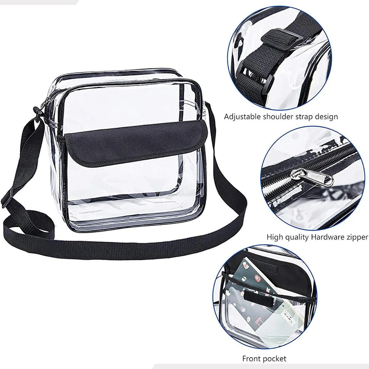 Waterproof Transparent Shoulder Crossbody Bag Multifunctional Sports Travel Bag