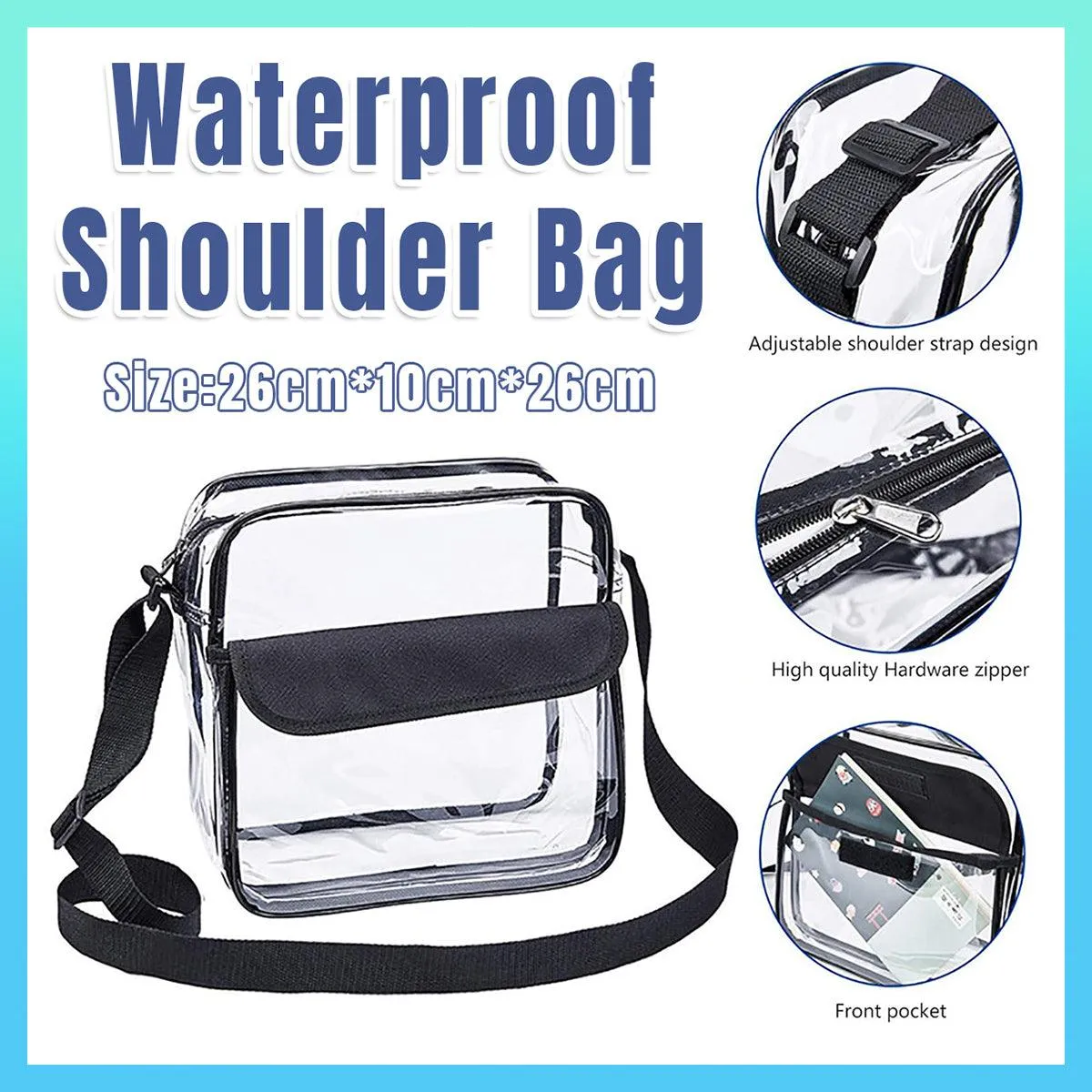 Waterproof Transparent Shoulder Crossbody Bag Multifunctional Sports Travel Bag