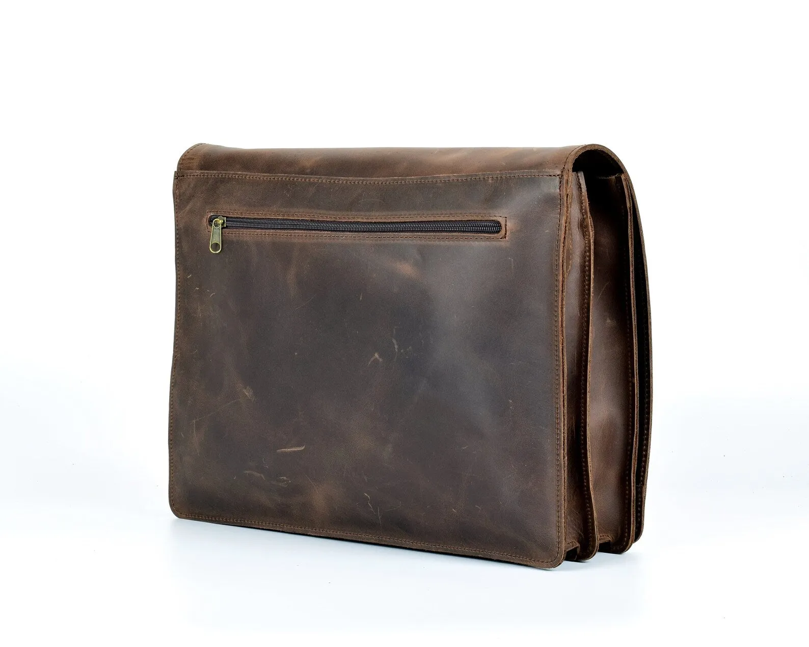 Waxed Brown Leather Messenger Bag
