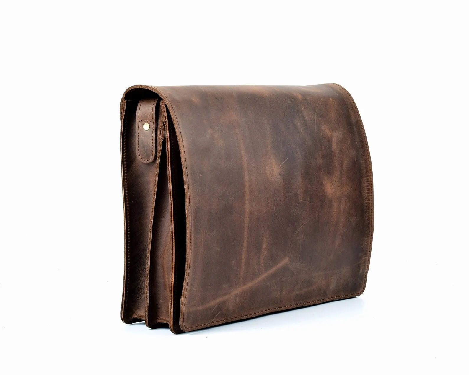 Waxed Brown Leather Messenger Bag