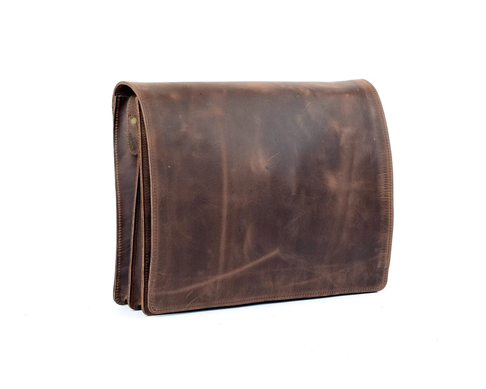 Waxed Brown Leather Messenger Bag