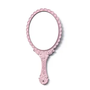 Weahre Hand Mirror Makeup Mirrors Handheld Decorative Personal Vintage Cosmetic Travel Mirrors (Pink)