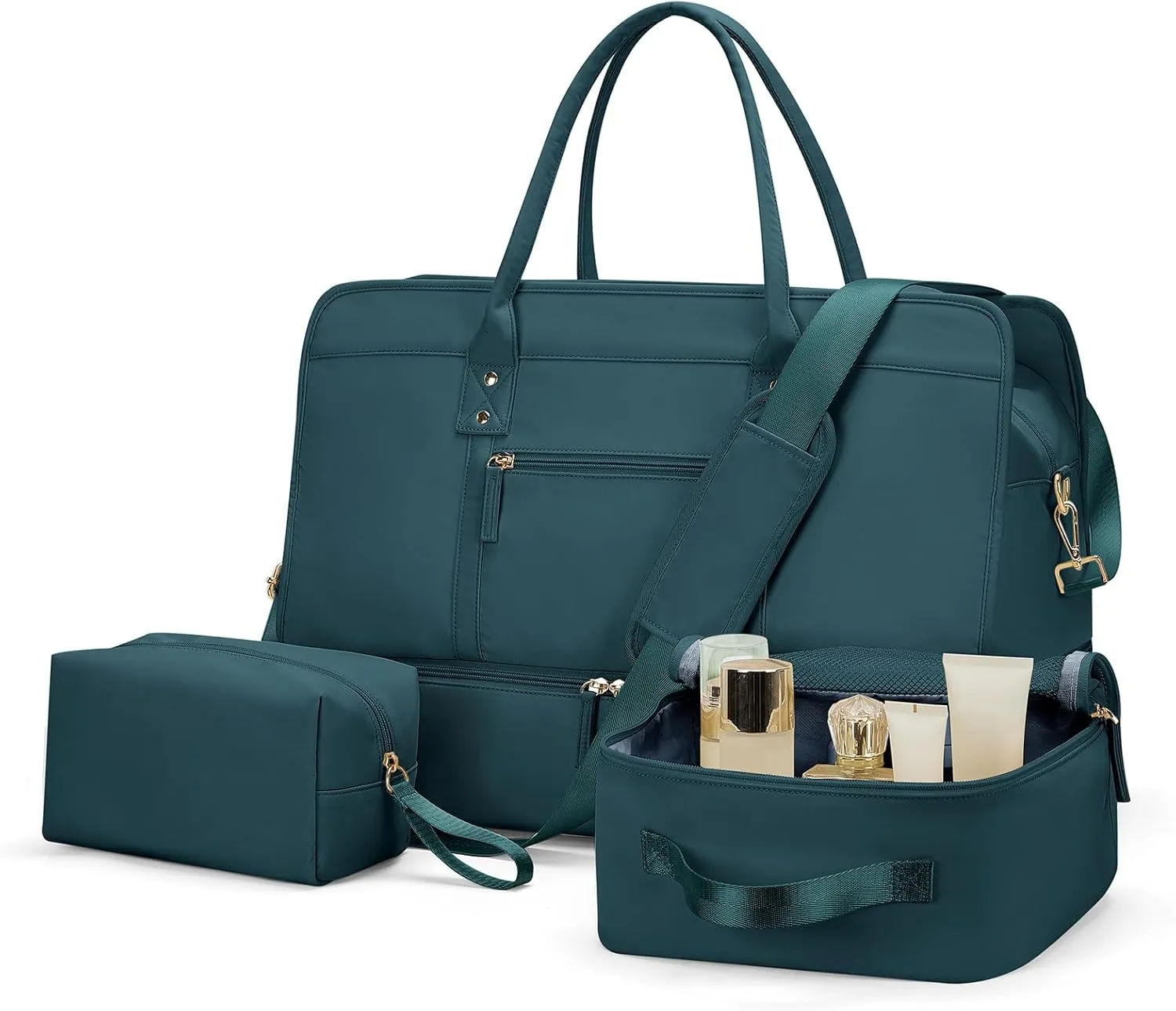 Weekender Bags for Women Travel, Travel Bag with Shoe Compartment, Overnight Duffel Bag with Wet Pocket & Trolley Sleeve