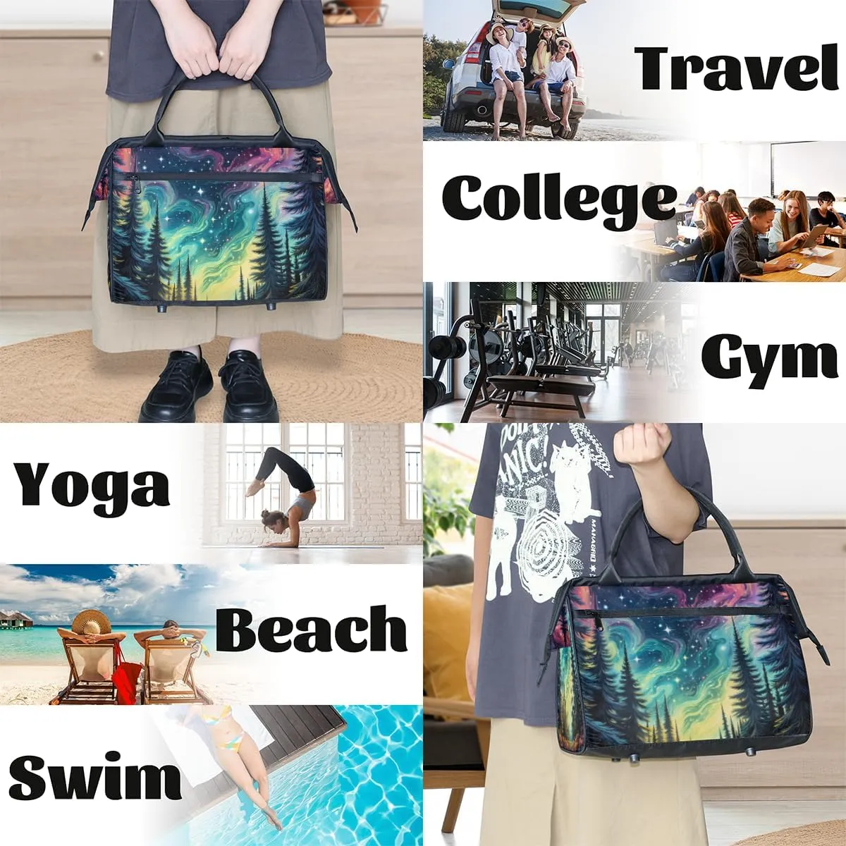 Weekender Overnight Bag for Women Waterproof Carry On Travel Duffle Bags