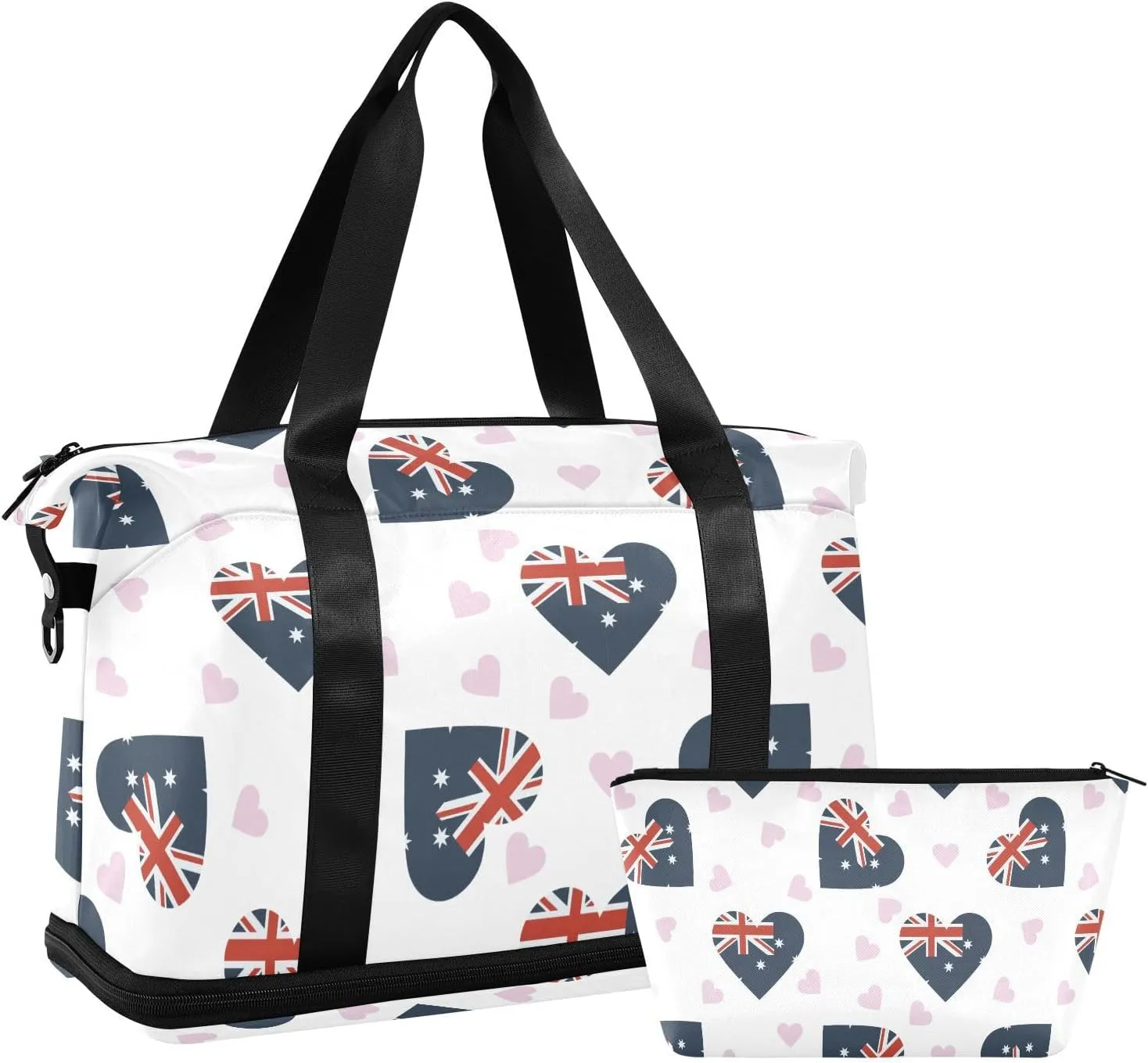 Weekender Overnight Bags for Women Australia Independence Day Travel Duffel Bag with Shoe Compartments Gym Duffel Bag with Toiletry Bag for Travel Sport Yoga 17 Inch