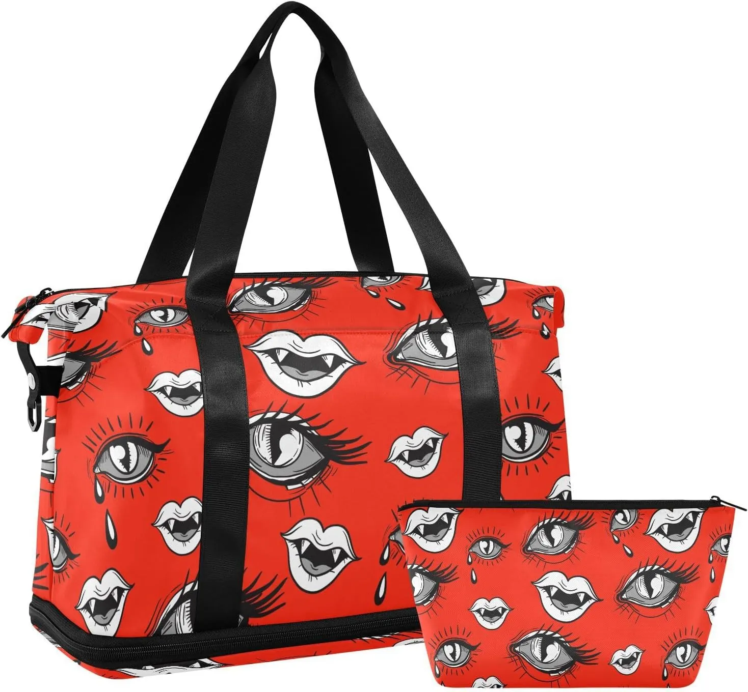 Weekender Overnight Bags for Women Eyes and Lips Travel Duffel Bag with Shoe Compartments Gym Duffel Bag with Toiletry Bag for Travel Sport Yoga 17 Inch
