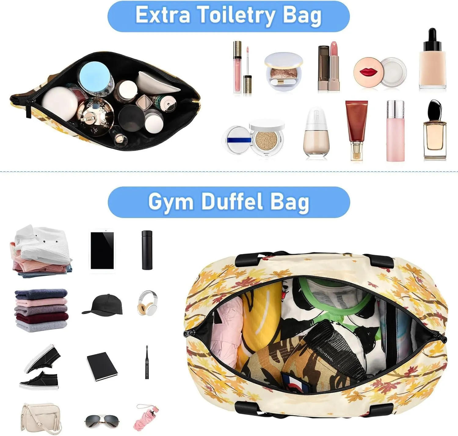 Weekender Overnight Bags for Women Happy Thanksgiving Travel Duffel Bag with Shoe Compartments Cartoon Turkey Gym Duffel Bag with Toiletry Bag for Travel Sport Yoga 17 Inch