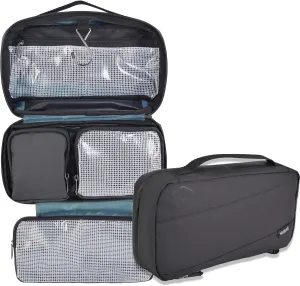 WELKINLAND 6-Pockets Toiletry bag, Shaving bag, Shower bags men, Mens bathroom bag, Hygiene bag men, Mens overnight bag toiletries, Mens toiletry bags traveling, Hanging toiletry bag men, Black
