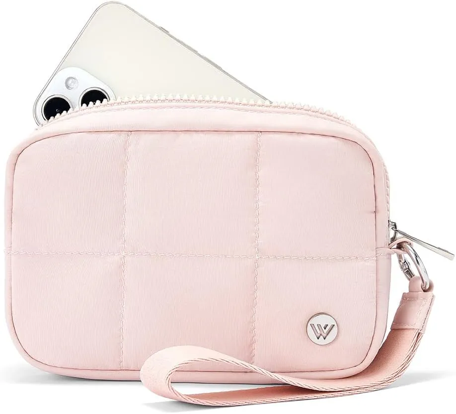 WESTBRONCO Puffer Wristlet Wallets for Women Nylon Wallet with Zipper Quilted Purse for Travel Credit Card Holder Phone