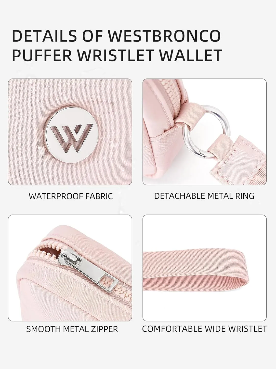 WESTBRONCO Puffer Wristlet Wallets for Women Nylon Wallet with Zipper Quilted Purse for Travel Credit Card Holder Phone