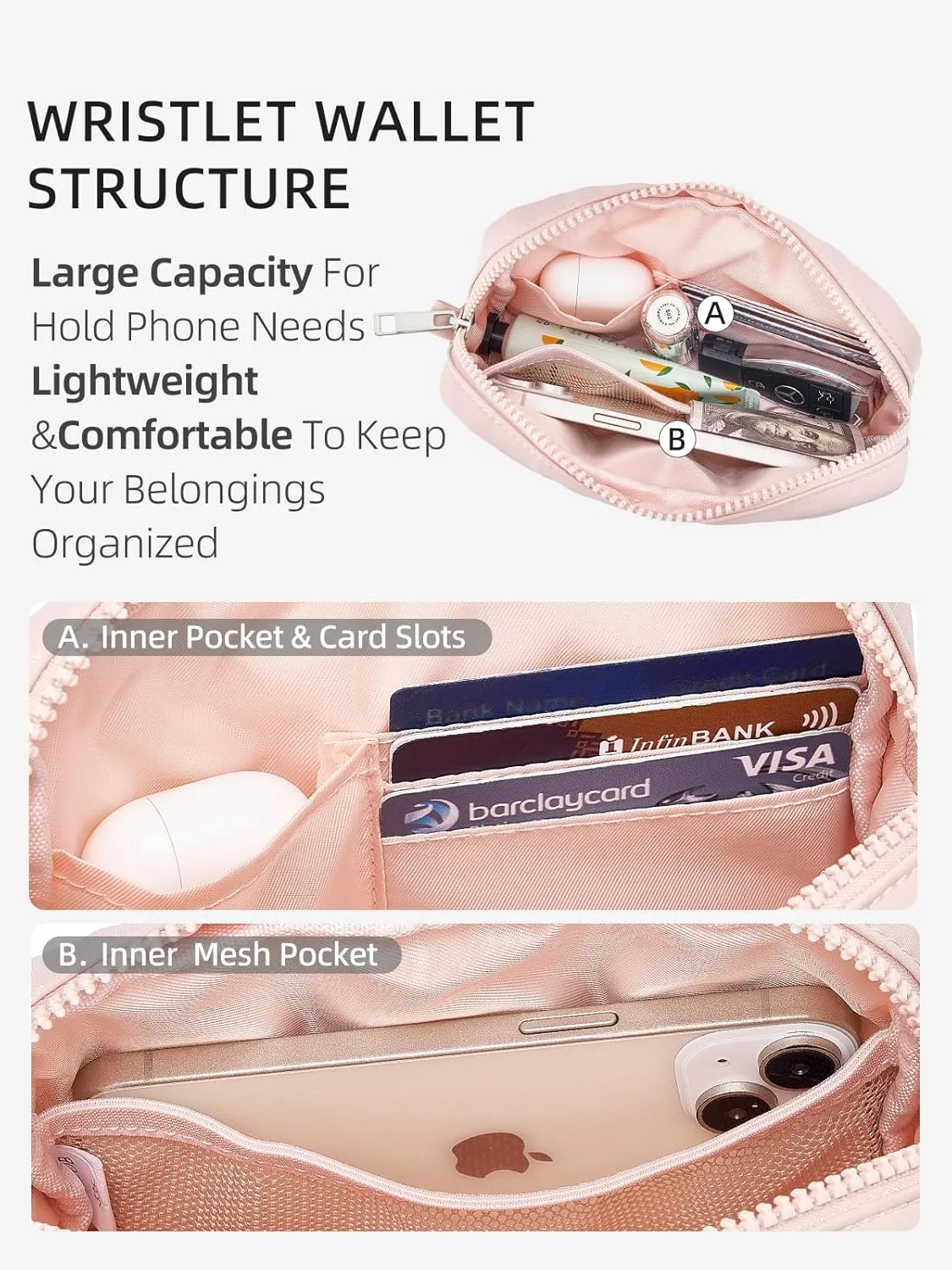 WESTBRONCO Puffer Wristlet Wallets for Women Nylon Wallet with Zipper Quilted Purse for Travel Credit Card Holder Phone