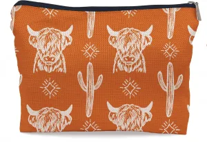 Western Cow Makeup Bag,Western Cow Gifts For Women,Cowgirl Stuff For Women,Cowgirl Gifts(COW A)