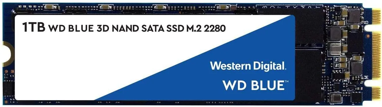 Western Digital 2TB WD Blue 3D NAND Internal PC SSD - SATA III 6 Gb/s, M.2 2280, Up to 560 MB/s - WDS200T2B0B