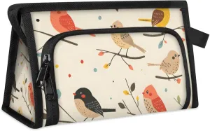 Wetland Birds Makeup Bag For Women Travel Cosmetic Bag With Handle Organizer Toiletry Bag Pouch Zipper Bag Make Up Bags With Compartments Stylish Makeup Storage Pouch