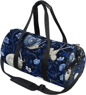 White Snails Flowers Gym Duffle Bag Women Men Sports Fitness Bag for Travel Workout Gymnastics Dance Ballet